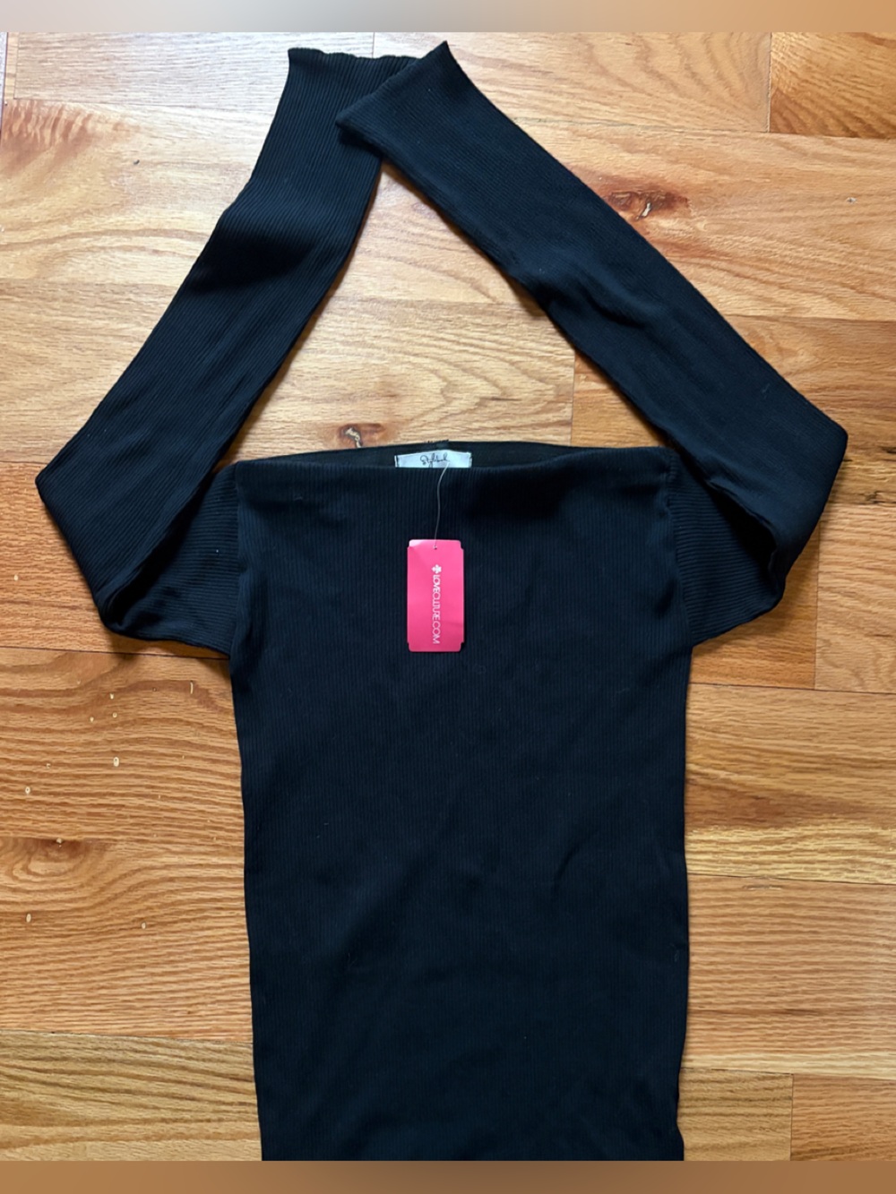 Black Off-Shoulder Ribbed Top